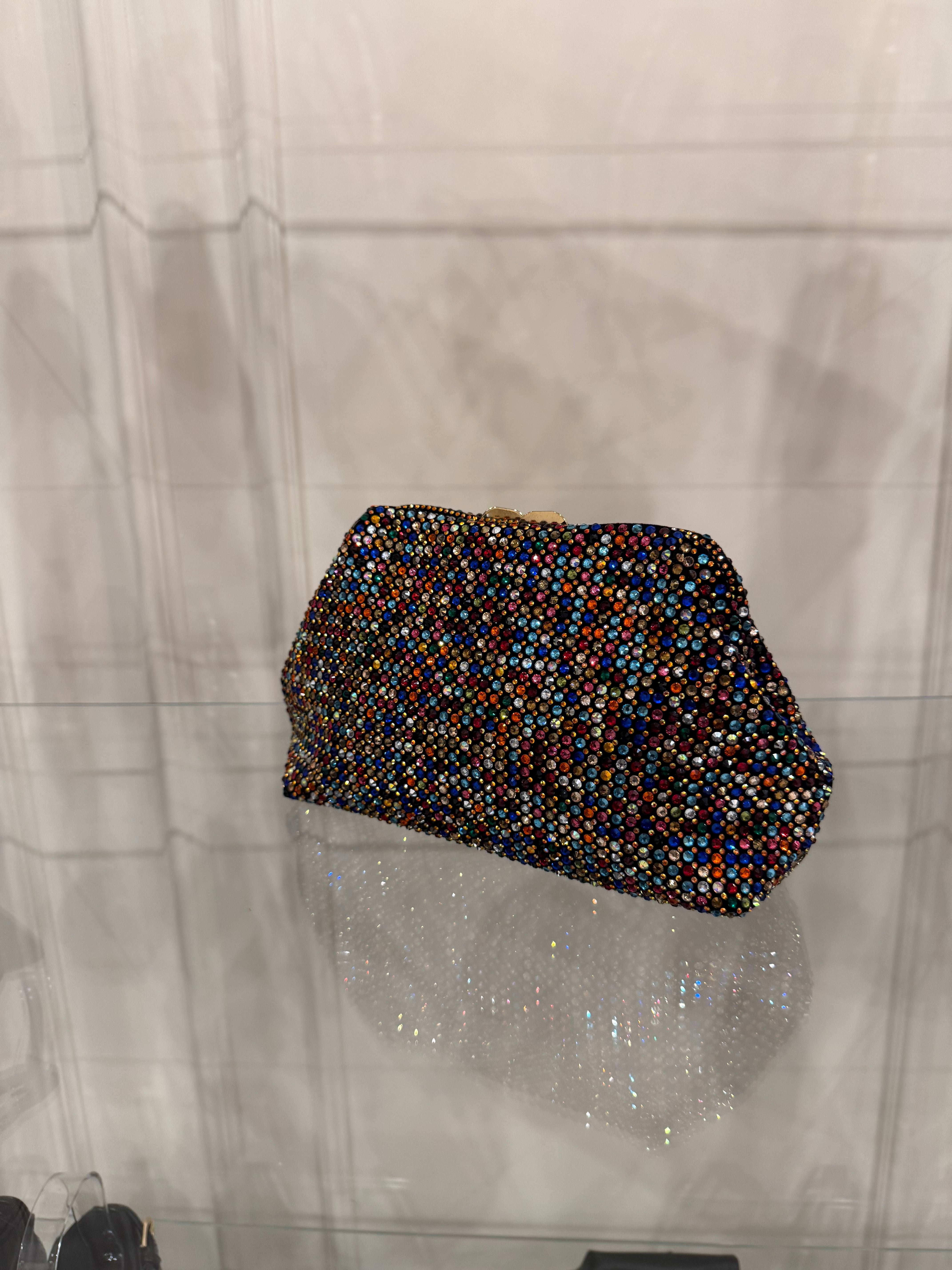 Pochette Amina in cristalli multicolor