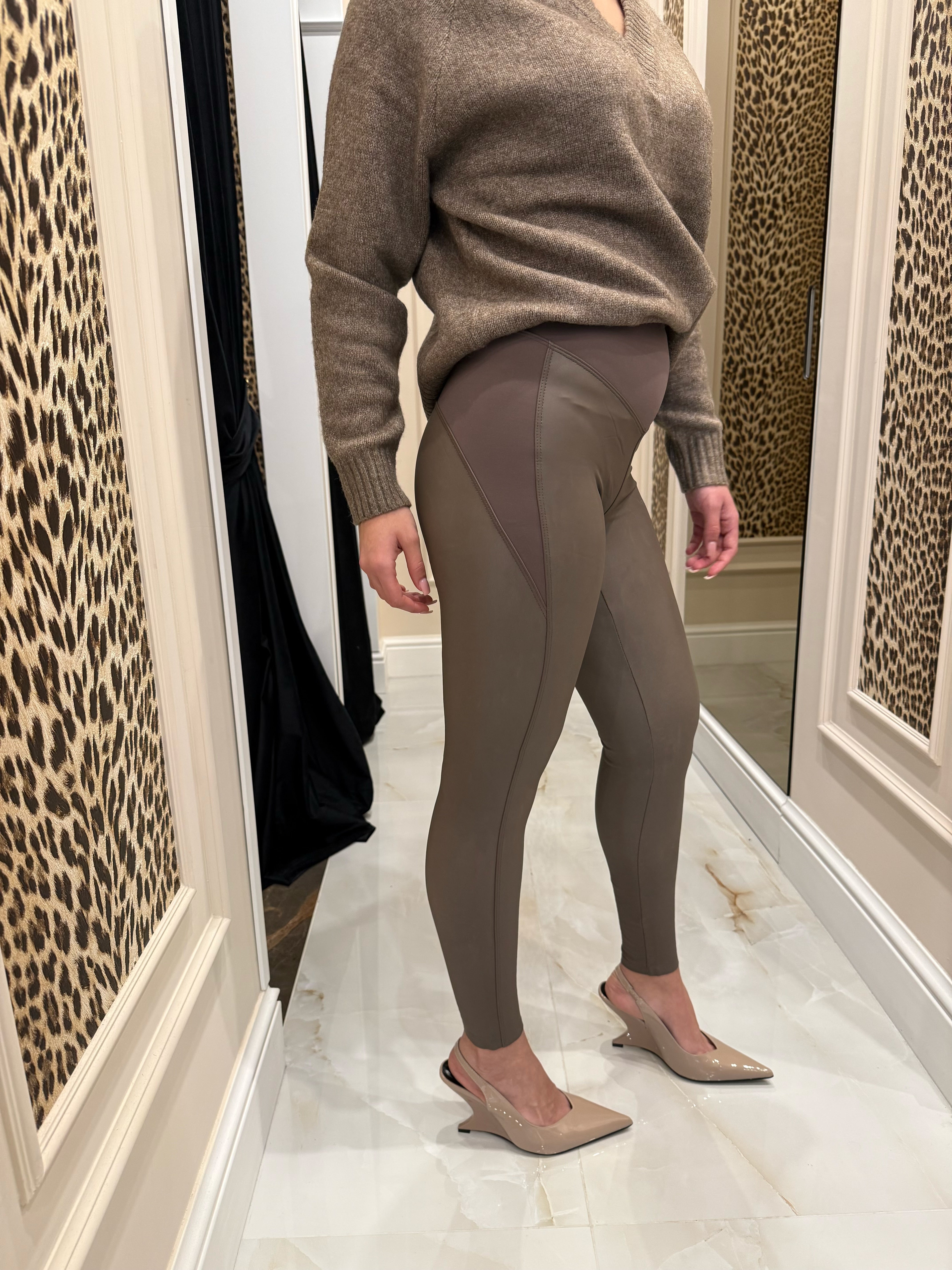 Leggins pelle e tessuto