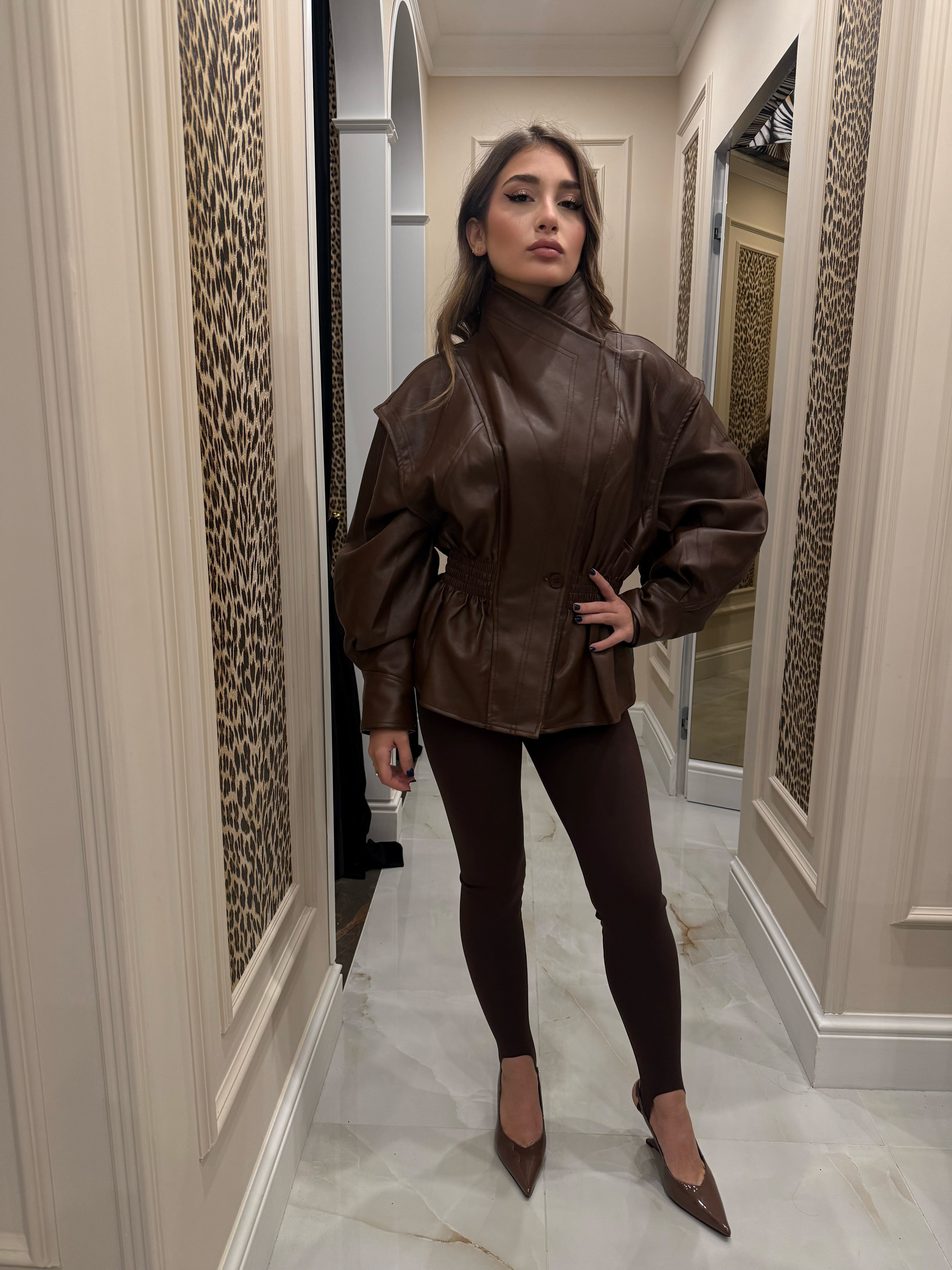 Giacca di pelle marrone